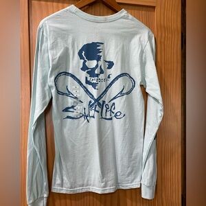 Salt Life Men’s Teal Long Sleeve Skull and Hooks Pocket T-Shirt NWT Size S